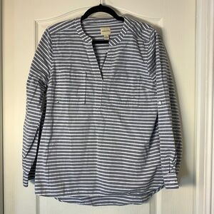 G.H. Bass & Co Nautical Stripe Cotton Blouse – Women’s Large – Blue White Travel